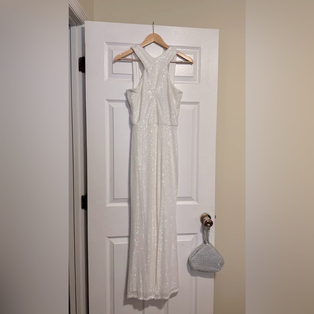 AQUA brand Sequin Formal Gown in Ivory